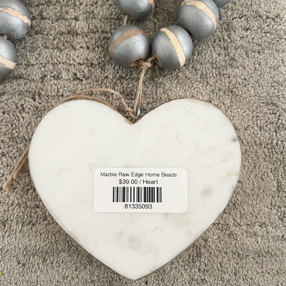 MUD PIE Marble Heart Home Decorative Beads - Silver - Picture 5 of 6